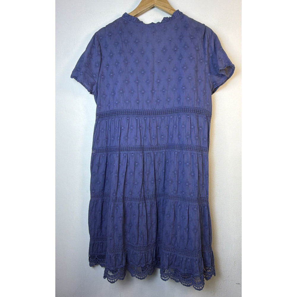 Sundance mini bohemian large Dress Blue lined vacation tiered embordered western - Picture 8 of 15
